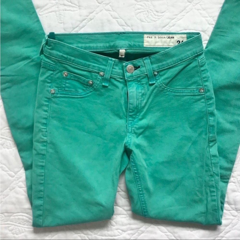 Rag & Bone Vintg Biscay Turquoise Green Jegging Jeans Size 24 - Picture 3 of 10